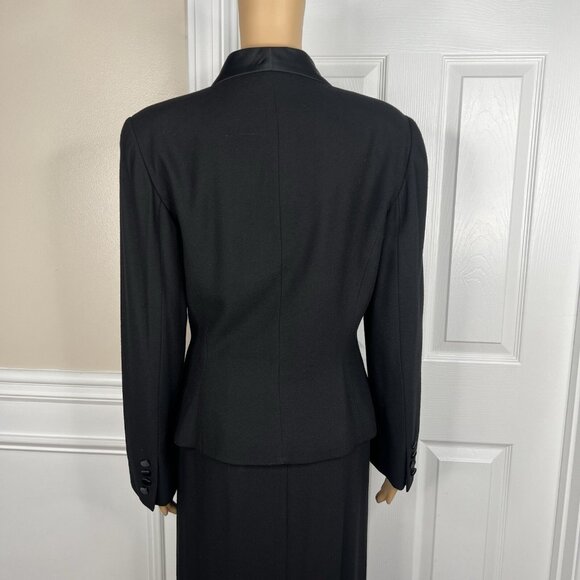 Kasper ASL Polyester Rayon Tuxedo VTG Skirt Suit 10 Black Double Breasted 2PC - Picture 10 of 12